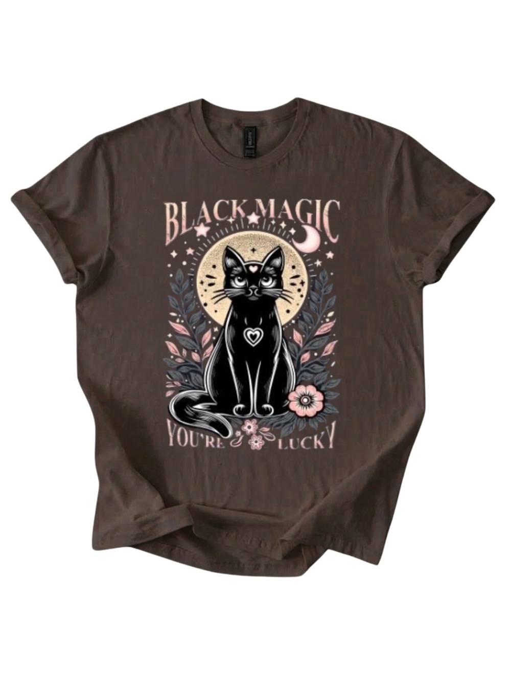 Gildan Black Magic Cat Graphic Tee - Brown